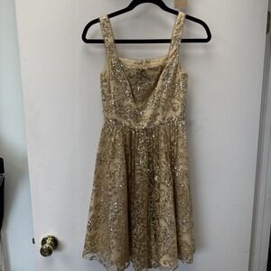 Fifteen Roses Women's Embellished Gold Sequin Formal Dress Size 0